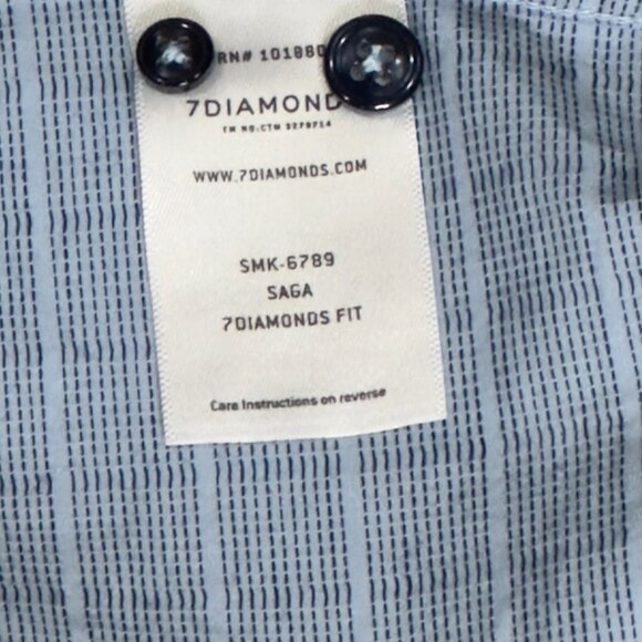 7 Diamonds Men's XL Blue Geometric Slim-Fit Stretch Button-Up Shirt - Picture 6 of 7